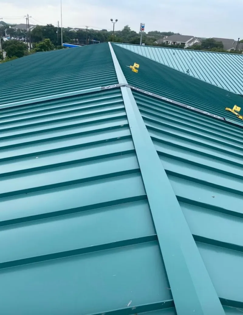 Green commercial metal roof ridge and valley for Metal Roof Repair in Tysons